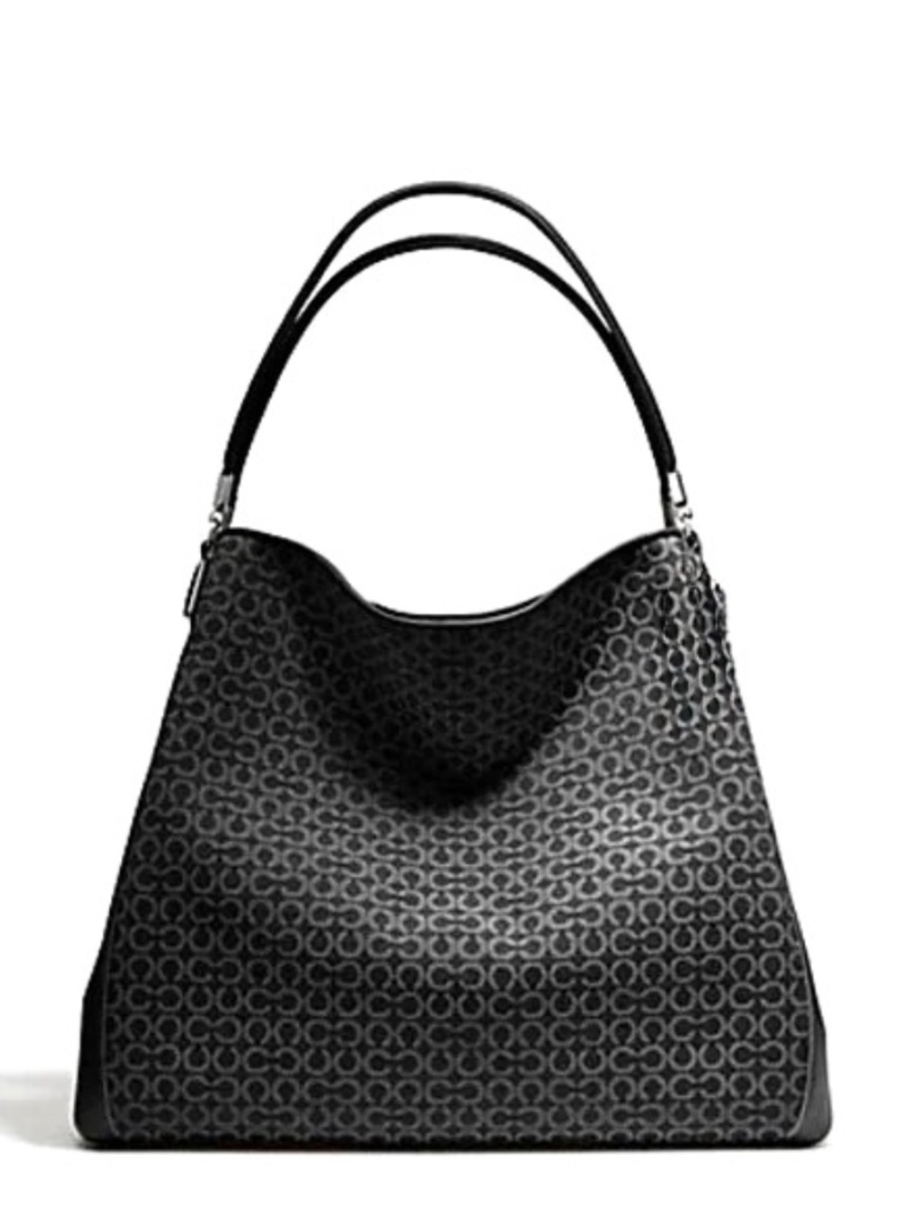 Coach Black Madison Op Art Needlepoint Phoebe Shoulder Bag Satchel